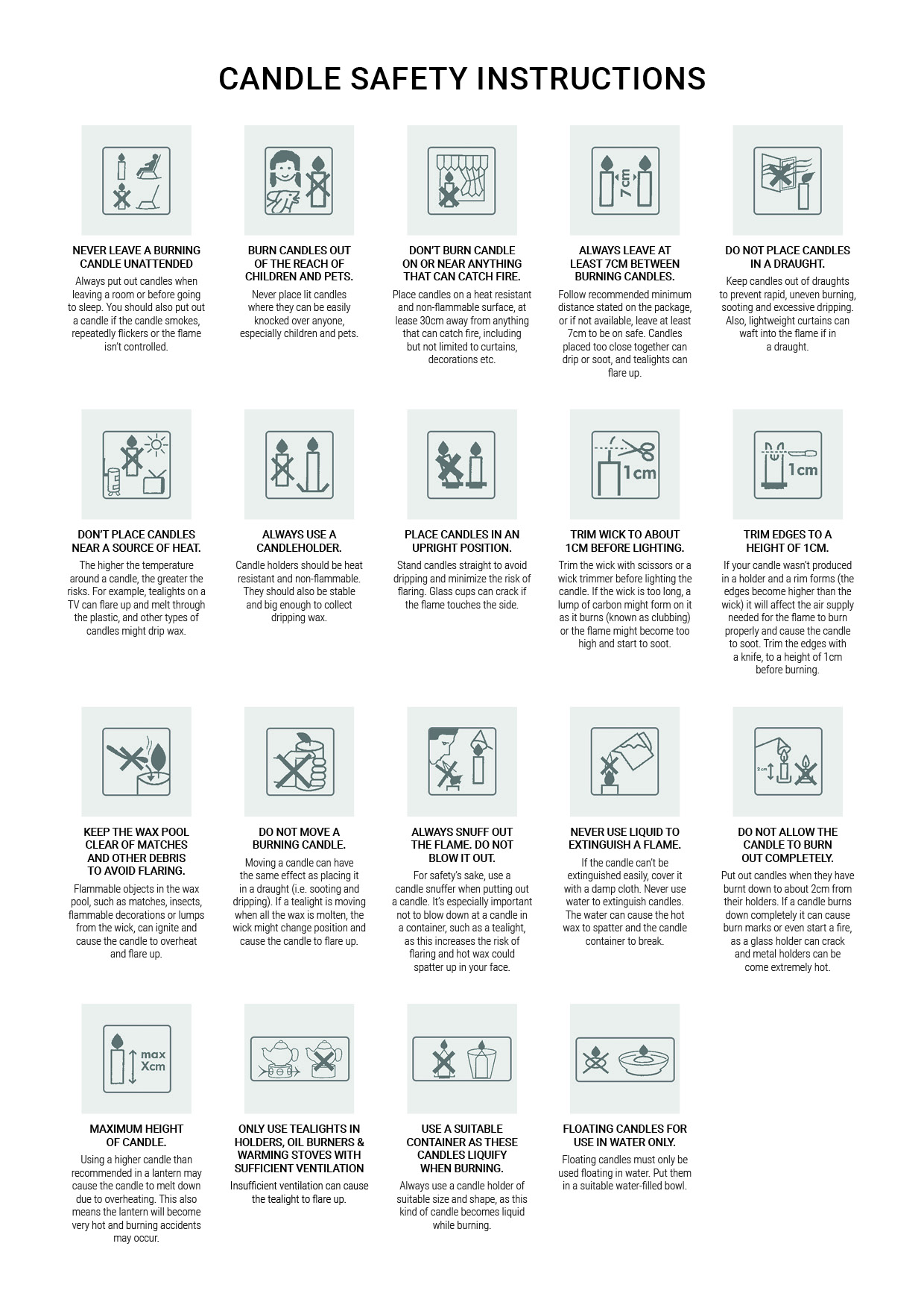 Candle Safety Instructions
